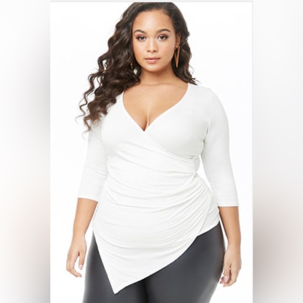 Plus size Asymmetrical surplice top